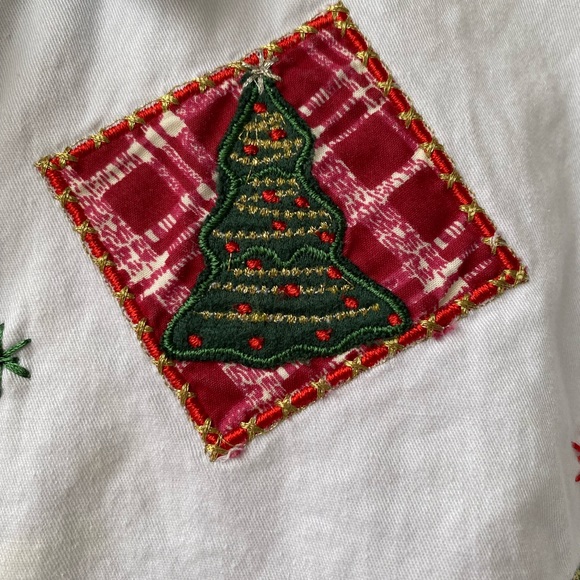 CHRISTMAS PATCHWORK SHIRT Holiday Blouse Women Button-Down 2X Cute - Picture 11 of 16